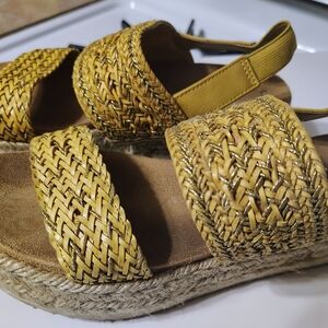 Woven Yellow Espadrille Sandals for Women